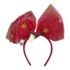 Christmas-themed red gauze bow headband Item Picture